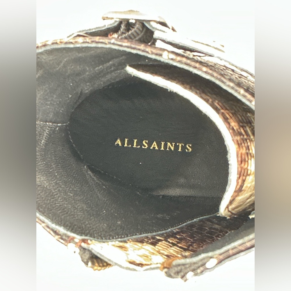 🤎 NEW 🤎Allsaints Brigade Combat Boots Python Pattern - Picture 12 of 16